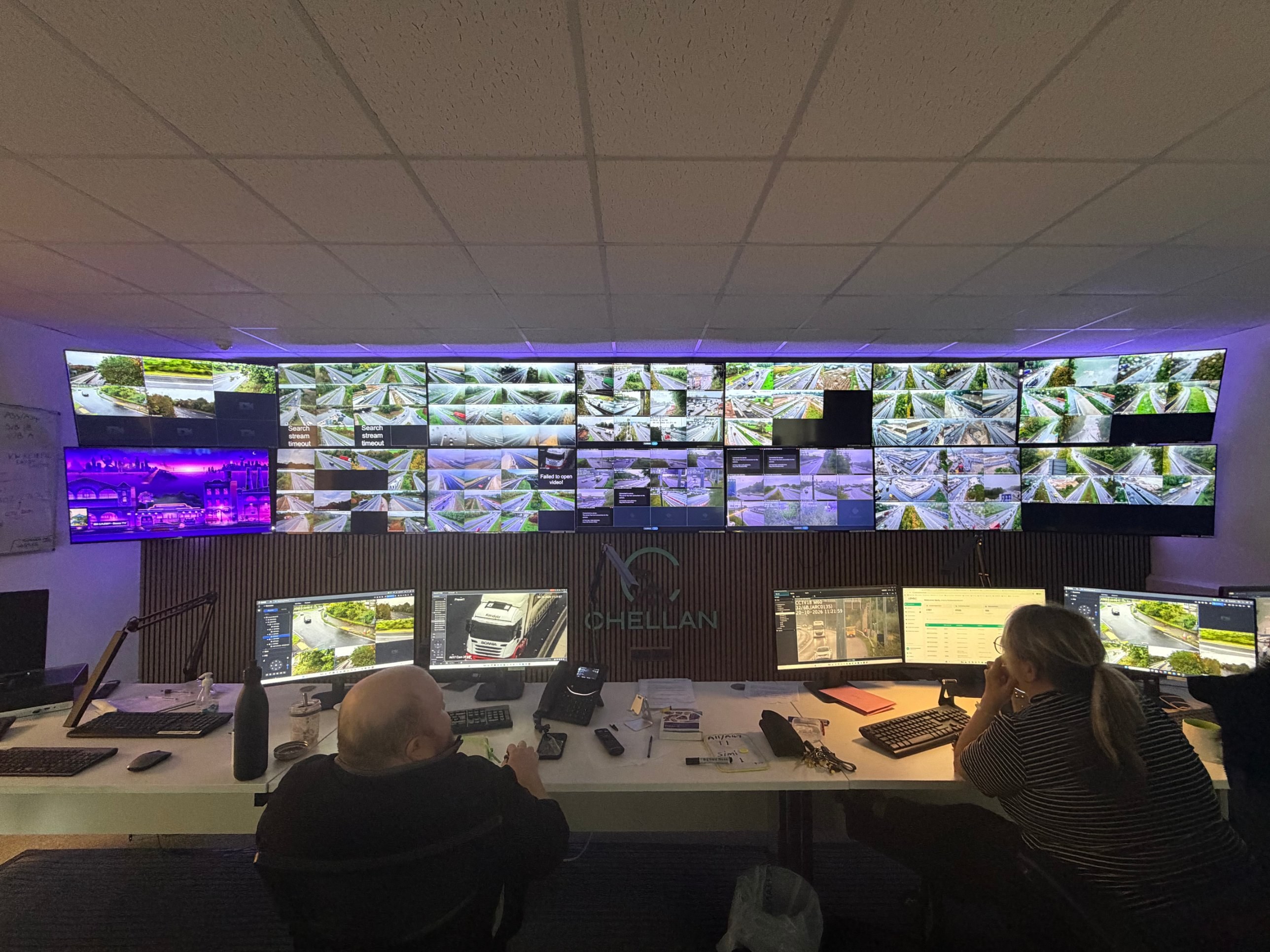 The video wall and operators in the Chellan Hub